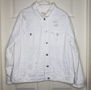White distressed denim jacket 1XL